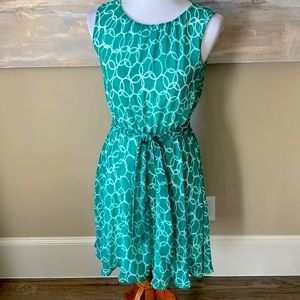 Banana Republic feminine green, soft, white dress